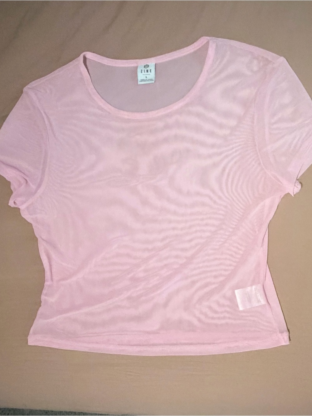 Zine Pink Short Sleeve Scoop Neck Stretch Top Size L